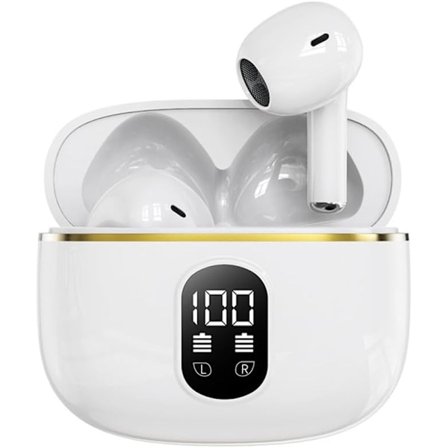 Trådløse ørepropper, Bluetooth-hodetelefoner med langvarig utholdenhet med trådløst vanntett ladeetui og LED-strømdisplay