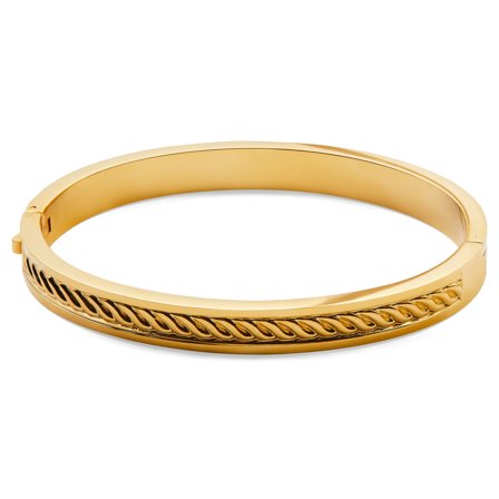 Arie Gold-tone Rope Texture Bangle Bracelet for Men - Cuff bracelets