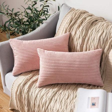 Pakke med 2 kordfløyel putetrekk 12 x 20 tommer korsryggputetrekk rosa putetrekk til sofa soverom sofa