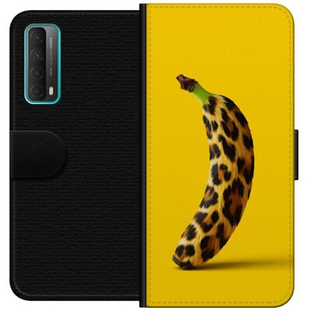 Kompatibelt Lommeboketui til Huawei Huawei P smart 2021 Banan med leopardmønster mot gult bakgrunn i en kreativ og leken design