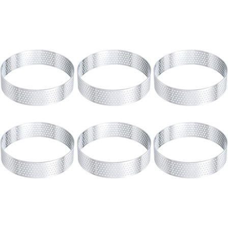 6 stk. kakeformer i rustfritt stål 8 cm Perforerte metallsirkler Baking Rund kakeform for hjemmekjøkken Produksjonsverktøy