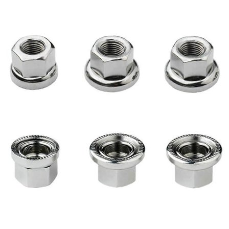 6 st Cykelhjul Navmutter Cykel Flänsad Axel Mutter 3 storlekar M8/3/8"/M10 för Främre och Bakre Cykelhjul Mountainbike och Barncykel