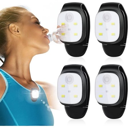 ING Nattløpelys USB Oppladbar Clip-on Refleks, 4-pakning, Sikkerhetslys for løping om natten, med 4 moduser, egnet for fotturer