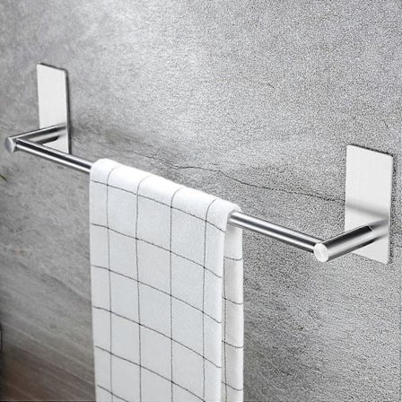 /EA/ Selvklæbende 40 cm Badeværelseshåndklædestang Børstet SUS 304 Rustfrit Stål Badeværelseshylde Rack Hængende Håndklæde Stick On Sticky Hænger 