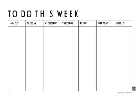 Design Letters Weekly Planner Papir Sort, Tøj & Bolig, Indretning, Kalendere