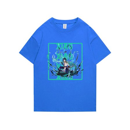 Genshin Impact Herr och Dam Par T-shirt Blå 1