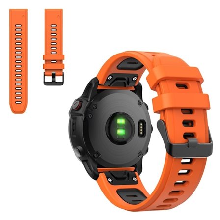 Dual color silicoone watch band for Garmin watch - Orange / Black
