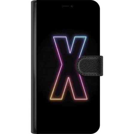 Kompatibelt Lommeboketui til Asus Asus Zenfone 10 Neonbokstav X i sterke fargevariasjoner mot svart bakgrunn, kraftig typografisk design med tydelig l