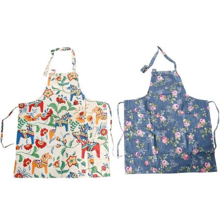 Sæt med 2 forklæder til kvinder i blød bomuld, køkken, madlavningsforklæde med lommer, justerbar maskine