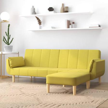 Vidaxl Bäddsoffa 2-sits Med Pall & Två Kuddar Grön Tyg Grön