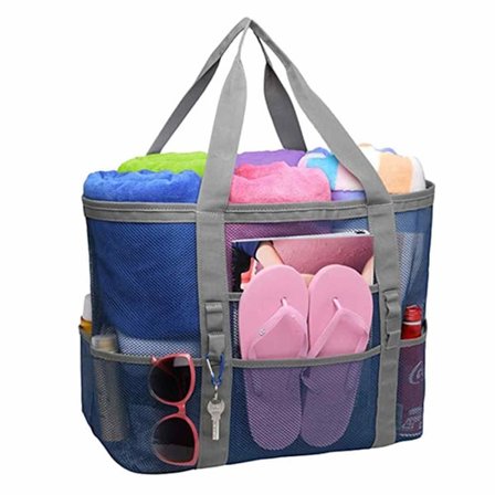 Stor Strandväska Poolväskor, Mesh Strandväska för Leksaker, Handduk, Flip-Flops, Strandväska, 42*38*20cm_tfrf