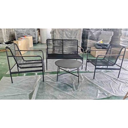 4 Kappaleen Ulkokalustesarja COSTWAY PE Rotangista, 2 Hengen Sohva ja Puutarhatuolit Metallikehyksellä, Tyynyt