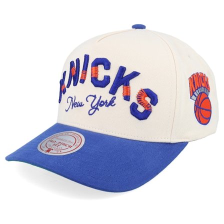 Mitchell & Ness - Staggered Zag Pro Off White/Royal A-Frame Adjustable Adjustable Black Cap - @ Hatstore