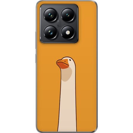 Kompatibelt Mobilskal till Xiaomi Xiaomi 14T Pro Minimalistisk gås illustration på varm gul bakgrund - stilren humoristisk djurdesign med lugn färg