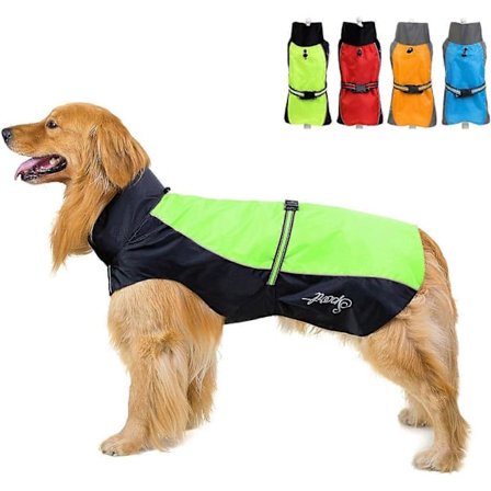 Vandtæt hunderegnfrakke til mellemstore og store hunde, letvægts reflekterende jakke, sikkerhedsfrakke, udendørsbeklædning til våde dage, grøn 6XL