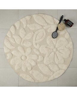 Kylpyhuonematto yksivärinen tuftatuilla kukilla Off-white