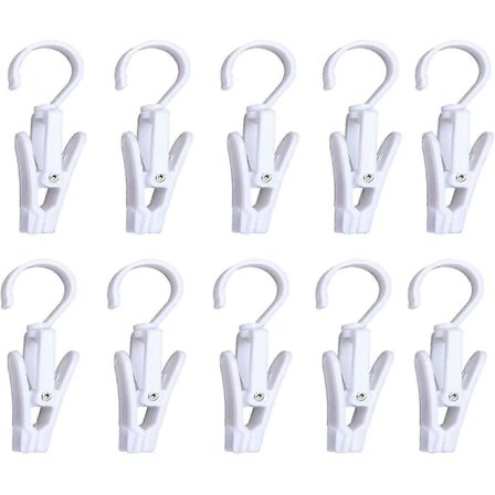 10 st Superstarka Hängkrokar med Vridfunktion i Plast 4,3 tum, Vit