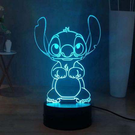 Stitch 3D-lampe - LED-nattlys med fjernkontroll (16 farger)