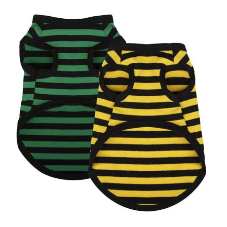 2PCS Stripete kjæledyr vår og sommer klær vest Teddy Bibear