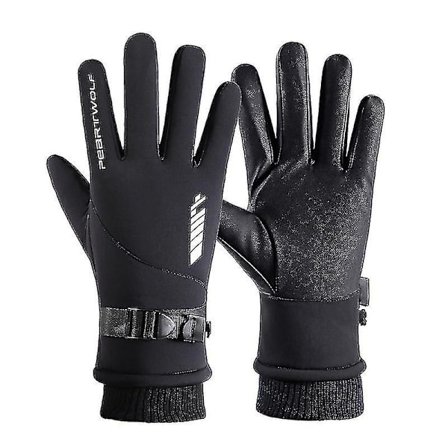 Mænds Vinter Skihandsker Kvinders Skihandsker Taktile Snehandsker Meget Varme Sorte Termiske Handsker Anti-Kold Vandtætte Ideelle Til Ski Løbetur 