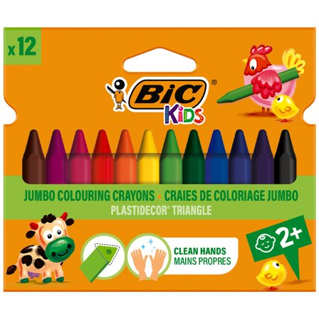 BIC Kids Plastidecor Dreieckige Wachsmalkreiden 12er-Set (ab 3 Jahren)