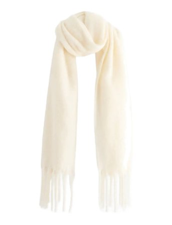 Lindex Scarf Big Fringe Solid - Cream - ONE SIZE