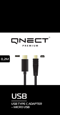 QNECT USB 3.1 C male - USB 2.0 type B Micro male, 0.2m