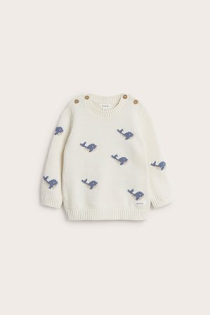 Newbie | Langermet genser med hvaler | Offwhite