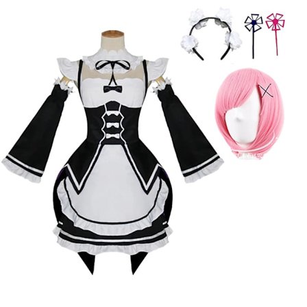 Anime Re:Zero - Starting Life in Another World Ram/Rem Cosplay Kostumer Maid Outfit Halloween Kostume Maid Servant Kjole stil 3 style3_qcx