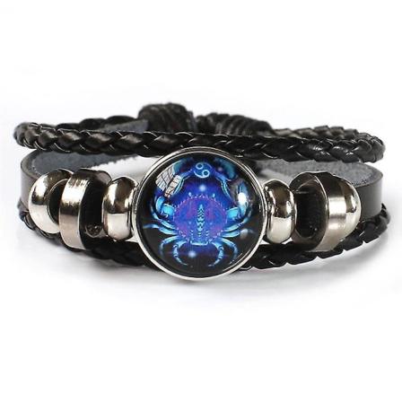 12 Stjernetegn Konstellasjon Sjarmarm Luminous Armbånd Menn Kvinner Mote Flerlags Vev Lær Armbånd Armring Bursdagsgave Cancer