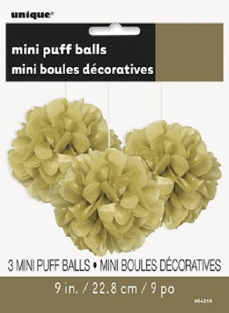 Mini pappers-puff guld 23 cm 3-pack
