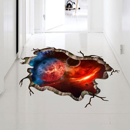 Egnet for hjemmegulv tak kosmisk galakse veggdekal ødelagt vegglandskap 3D magisk galakse ytre rom planet klistremerke veggmaleri tapetdekorasjon