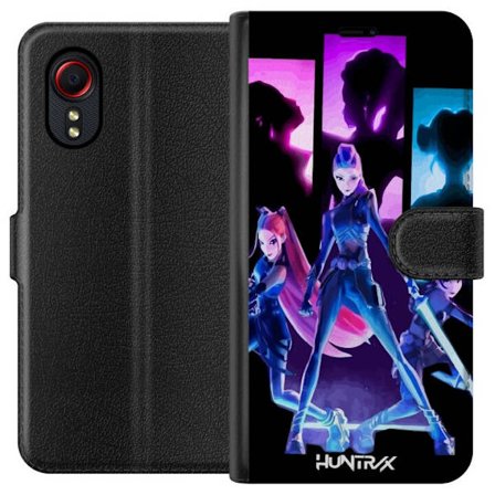 Yhteensopiva Lompakkokotelo Samsung Samsung Galaxy Xcover 5 Tulevaisuutta ennustava tyttöryhmän kuva, jossa on neonvaloja ja voimakkaita värejä sc