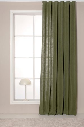 Hasta - Verho Lina 132x250 - Vihreä - Poimutusnauhaverhot - 250 - - Homeroom