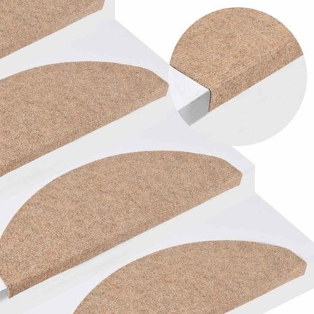 vidaXL Itsekiinnittyvät askelmatot 15 kpl 65x22,5x3,5 cm beige Beige
