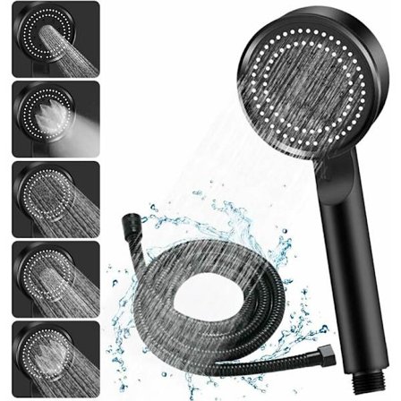 Korkeapaineinen suihkupää, Veden säästävä suihkupää 5 säädettävää tilaa, Taloudellinen suihkupää, Kylpyhuoneen käsisuihku, Suihkupää 1,5 m H