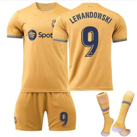 Lewandowski #9 Tröja Barcelona 22/23 Set För Barn Och Ungdomar 26 (140-150cm)