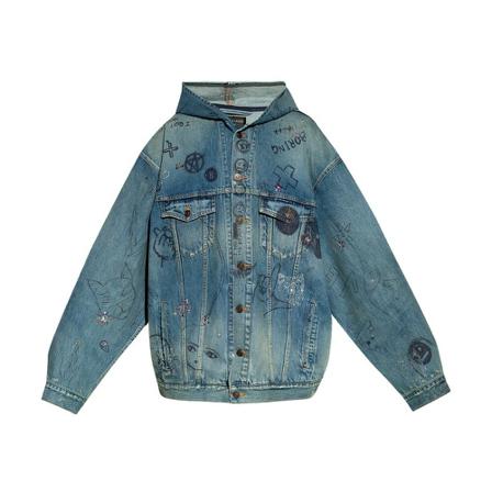 Balenciaga Denim Jas , Blauw , Dames , Maat: S