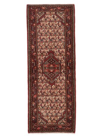 Håndknyttet Asadabad 78X208 Uldtæppe Sort/Mørkerød Lille