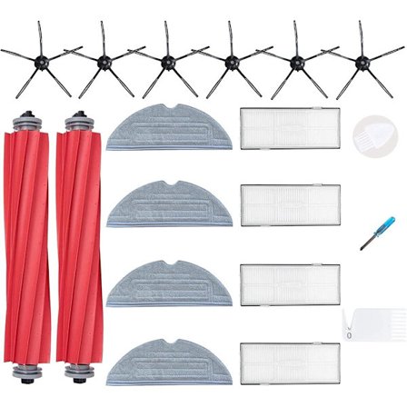 Loveco Ersättningstillbehör Kompatibla med Roborock S7 S7 Plus S7 MaxV S7 MaxV Ultra Robotdammsugare, 2 Huvudborstar, 4 Filter, 6 Sidoborstar