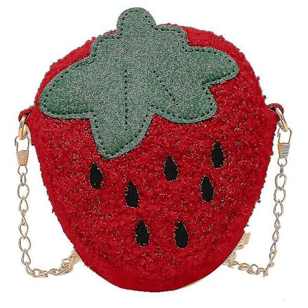 Piirretty Mansikka-Laukku Lasten Olkalaukku Uudenvuoden Laukku Pehmoinen Rinta-Laukku