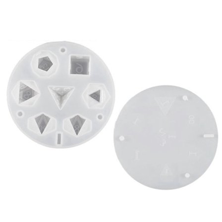Store DND Terninger Resin Former for DIY Terningerproduksjon 7 Hulrom Polyhedral Silikonform med Stereoskopisk Design Epoxy Resin Former for Bordspill