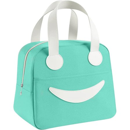 Grön picknickväska, lunchväska, kylväska, liten lunchväska, smal