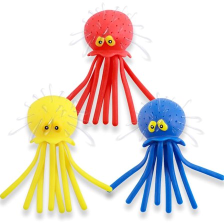 3 stk Blekksprut Vannballer - Gummi Blekksprut Badeleker - Sensorisk Stressavlastning Pool Leksaker - Søte Blekksprut Vannleker, Diameter: 6,5 cm