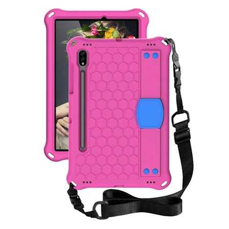 Honeycom mönster eva combo fodral för Samsung Galaxy Tab S7 - Rose / blå