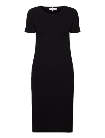 Reg 5X2 Rib Knee Dress Ss Black Tommy Hilfiger