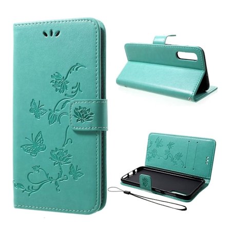 Butterfly läder Samsung Galaxy A50 fodral - Grön