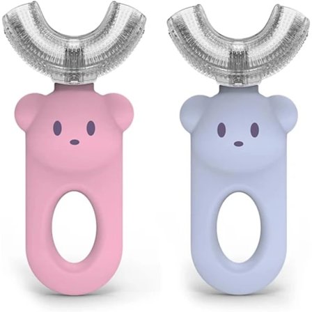 U-formet barnetannbørste for 2-6 år, 2-pakning, 360 Myk Siliko