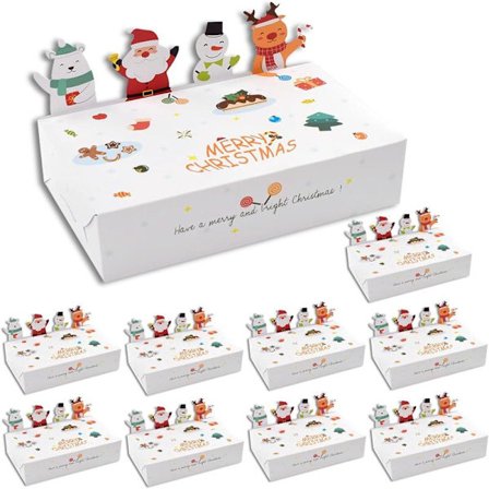 10 kpl Mini Joululaatikot, Juhlapalveluslaatikot, Joululaatikot lahjoille, Helppo koota Karkkilaatikot Tyhjät, Valkoiset (15x9x4CM)
