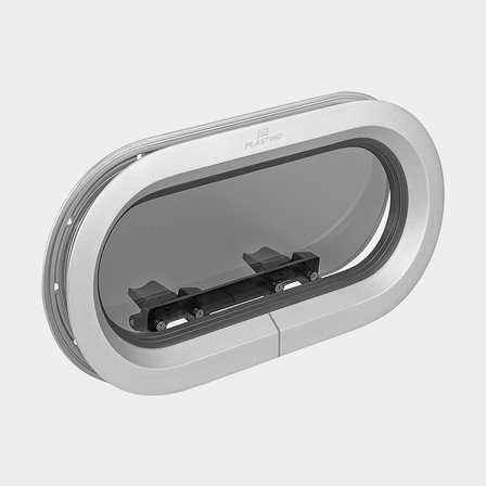 Hublot Plastimo Opal T32, 375 x 175 mm (dimensions de découpe), 397 x 197 mm (dimensions extérieures), argent/gris, (ovale)